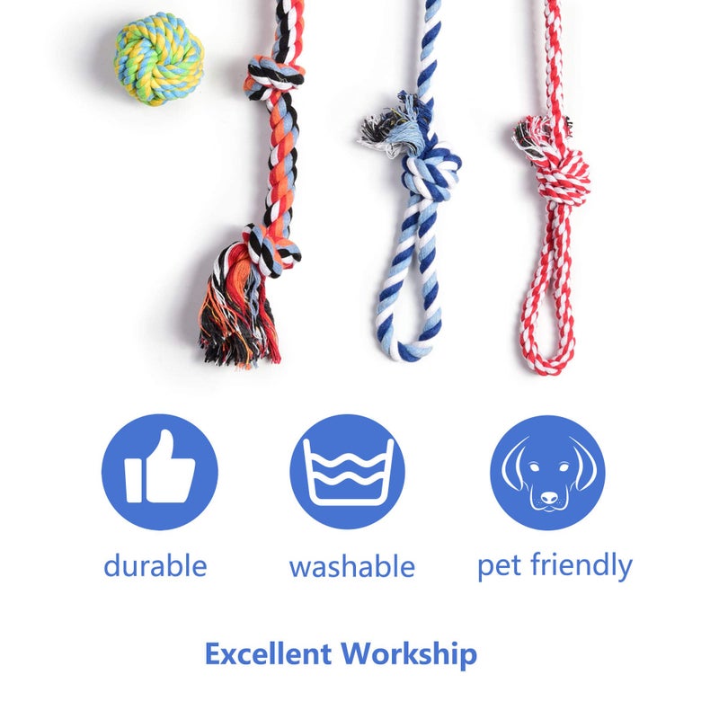 Fida Dog Rope Toys 4 Pack, Puppy Teething Sturdy Cotton Chew Tug Ropes Indoor/Outdoor, Exercise Interactive Tug O'War Toys Set for Boredom Small-Meidum Dogs - Image 3